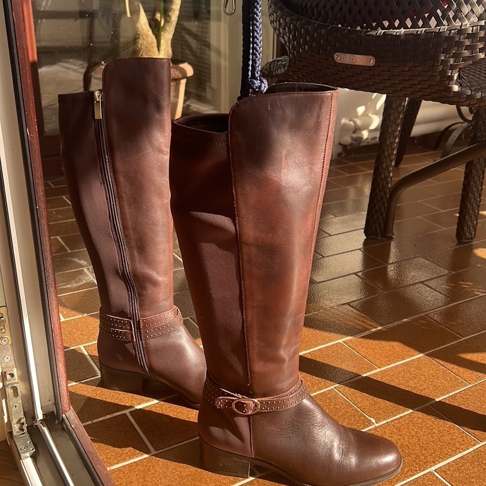 Bandolino Brown leather riding tall boots women size 7.5 - Picture 8 of 17
